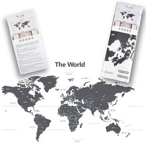 Modern Home Decor Kid's Room Grey Peel & Stick World Map Removable Wall Decals